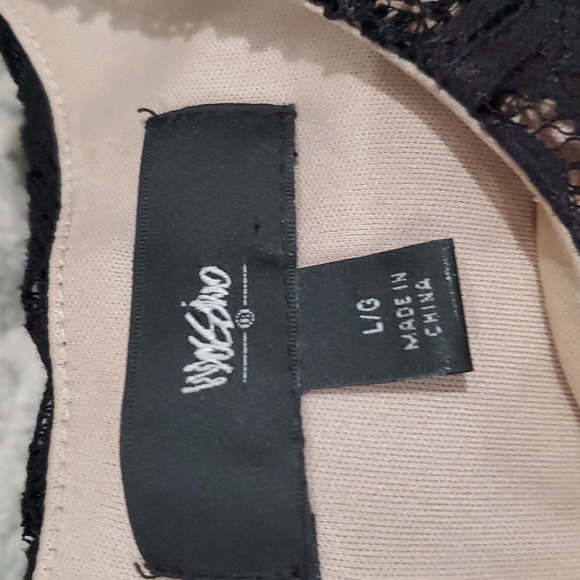 Black and nude overlay lace mini dress L / LG - Picture 5 of 10